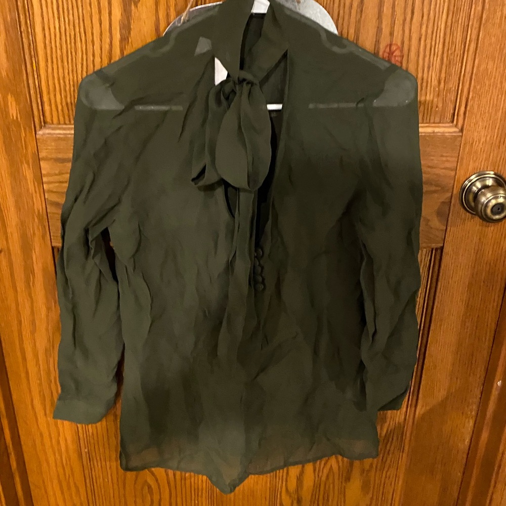 SEE THROUGH, Army green womens blouse. From Topshop.